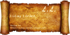 Lulay Lóránt névjegykártya